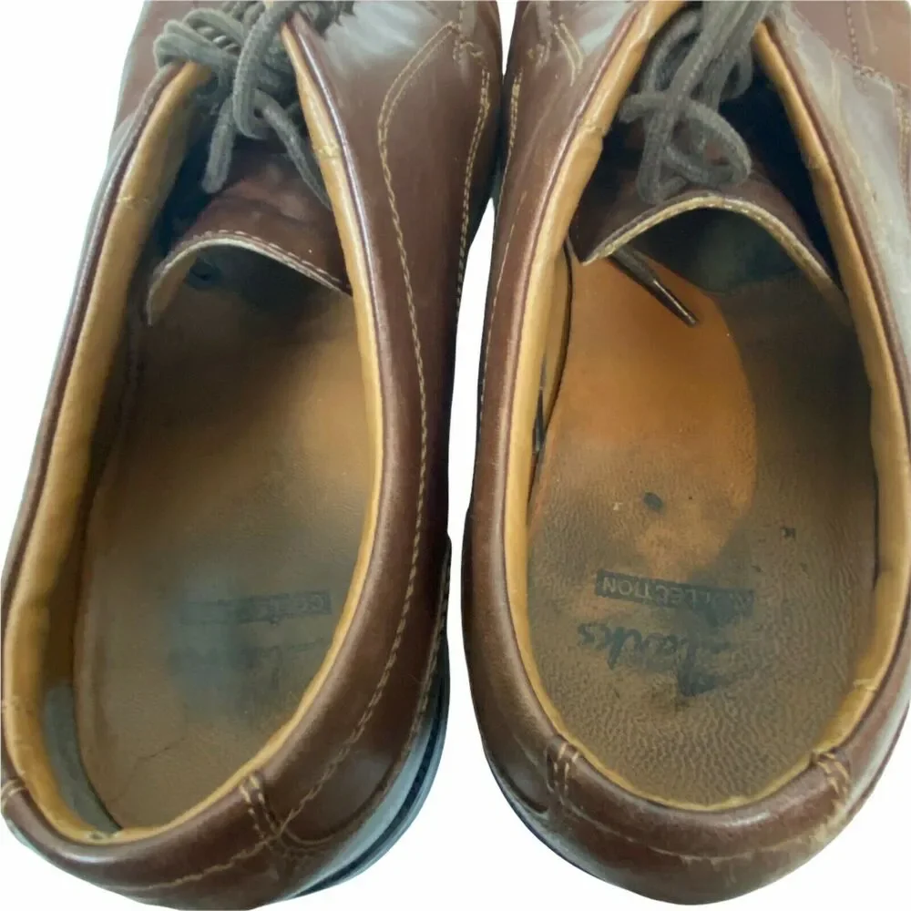 Clarks Men's 14885 Brown Leather Round Toe Lace Up Casual Oxford Shoes size 10 M